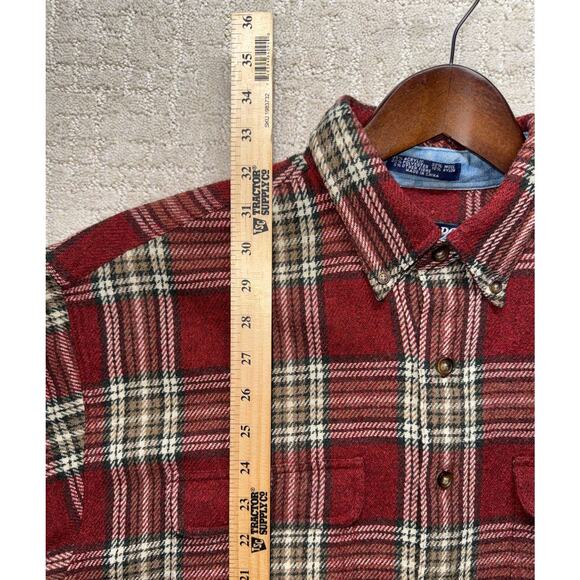 Chaps Ralph Lauren Men’s Large Plaid Flannel Shirt Red Green Tan Button Up - Picture 3 of 6